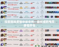探索韓服英雄聯盟官網：最權威的電競體驗平臺
