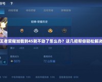 王者榮耀加載到45就不動了怎么辦？這幾招幫你輕松解決
