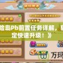 《冒險(xiǎn)島Pb前置任務(wù)詳解，輕松搞定快速升級(jí)！》