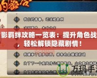 火影羈絆攻略一覽表：提升角色戰(zhàn)力，輕松解鎖隱藏劇情！