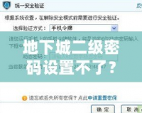 地下城二級(jí)密碼設(shè)置不了？教你快速解決方法，保護(hù)賬號(hào)安全！