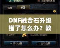DNF融合石升級錯了怎么辦？教你如何挽回損失，輕松解決困擾！