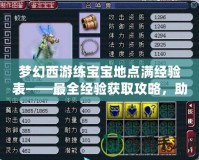 夢(mèng)幻西游練寶寶地點(diǎn)滿經(jīng)驗(yàn)表——最全經(jīng)驗(yàn)獲取攻略，助你輕松升級(jí)！