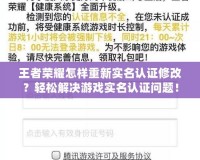 王者榮耀怎樣重新實名認證修改？輕松解決游戲?qū)嵜J證問題！