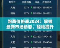 跑商價格表2024：掌握最新市場動態，輕松提升利潤！