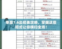 拳皇1.6出招表攻略，掌握這些招式讓你橫掃全場！