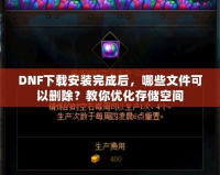 DNF下載安裝完成后，哪些文件可以刪除？教你優(yōu)化存儲(chǔ)空間
