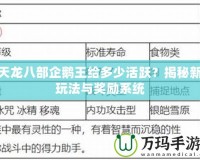 天龍八部企鵝王給多少活躍？揭秘新玩法與獎(jiǎng)勵(lì)系統(tǒng)