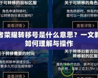王者榮耀轉(zhuǎn)移號(hào)是什么意思？一文教你如何理解與操作