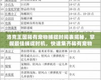 洛克王國稀有寵物捕捉時間表揭秘，掌握最佳捕捉時機，快速集齊稀有寵物！