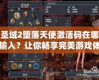 圣域2墮落天使激活碼在哪輸入？讓你暢享完美游戲體驗！