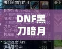 DNF黑刀暗月屬性介紹：黑暗中的刀鋒，掌控?zé)o盡力量