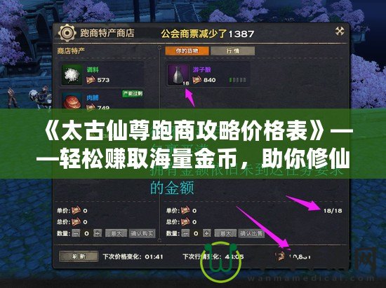《太古仙尊跑商攻略價格表》——輕松賺取海量金幣，助你修仙之路更順暢！