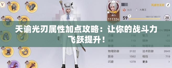 天諭光刃屬性加點攻略：讓你的戰斗力飛躍提升！
