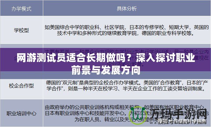 網(wǎng)游測(cè)試員適合長(zhǎng)期做嗎？深入探討職業(yè)前景與發(fā)展方向