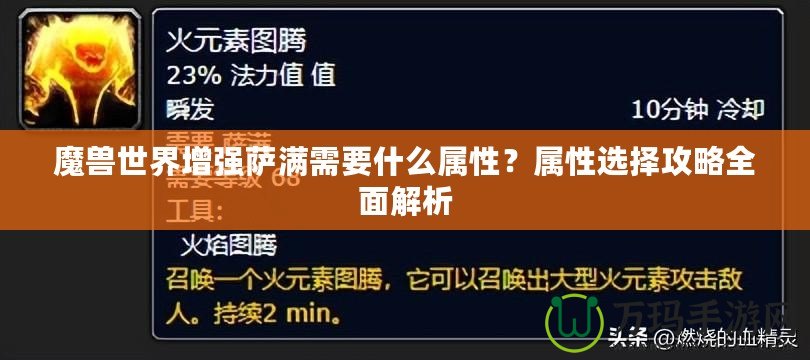 魔獸世界增強(qiáng)薩滿需要什么屬性？屬性選擇攻略全面解析
