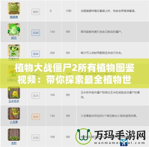 植物大戰僵尸2所有植物圖鑒視頻：帶你探索最全植物世界！
