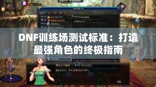 DNF訓(xùn)練場測試標(biāo)準(zhǔn)：打造最強角色的終極指南