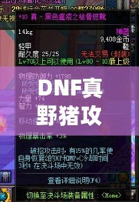 DNF真野豬攻略講解——輕松擊敗野豬王，帶你暢游地下城！
