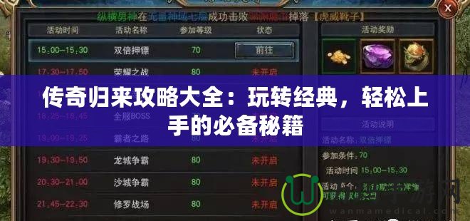 傳奇歸來攻略大全：玩轉經典，輕松上手的必備秘籍
