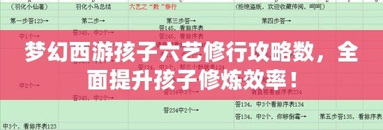 夢幻西游孩子六藝修行攻略數，全面提升孩子修煉效率！