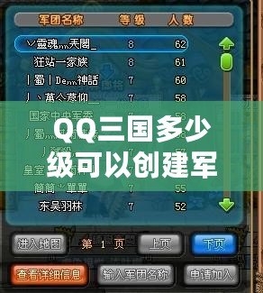 QQ三國多少級可以創建軍團副本？探索軍團副本的精彩與策略