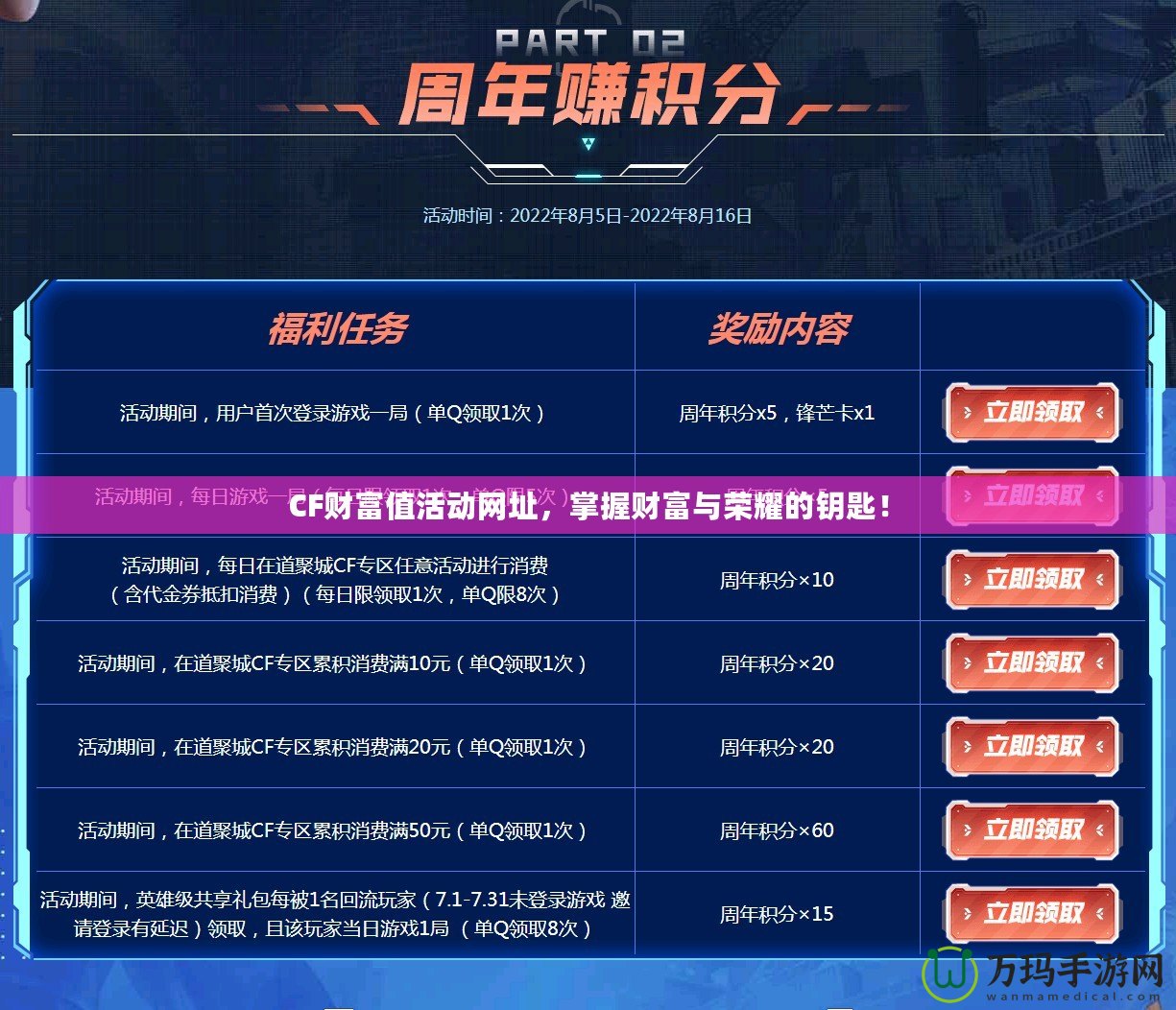 CF財富值活動網址，掌握財富與榮耀的鑰匙！