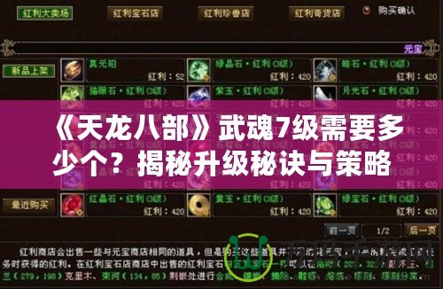 《天龍八部》武魂7級需要多少個？揭秘升級秘訣與策略！