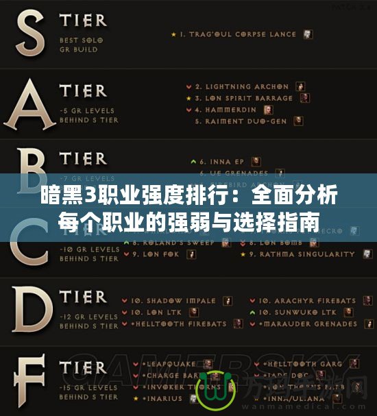 暗黑3職業強度排行：全面分析每個職業的強弱與選擇指南