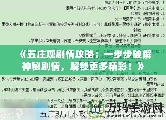 《五莊觀劇情攻略：一步步破解神秘劇情，解鎖更多精彩！》