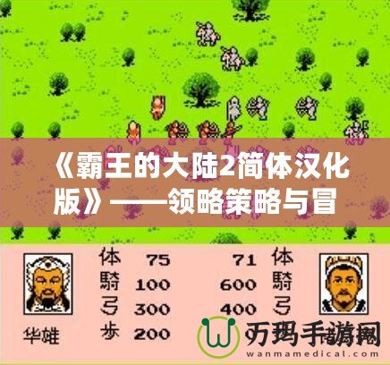 《霸王的大陸2簡體漢化版》——領略策略與冒險的極致魅力