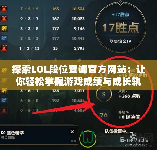 探索LOL段位查詢官方網站：讓你輕松掌握游戲成績與成長軌跡
