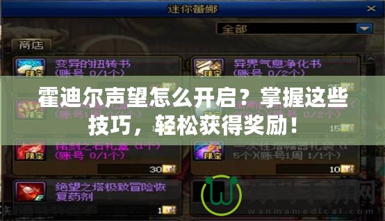 霍迪爾聲望怎么開啟？掌握這些技巧，輕松獲得獎勵！