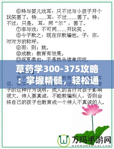 草藥學300-375攻略：掌握精髓，輕松通過考試！