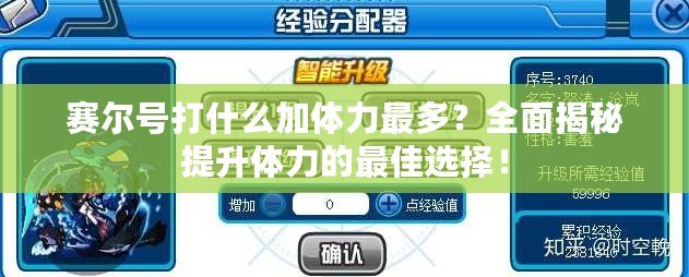 賽爾號打什么加體力最多？全面揭秘提升體力的最佳選擇！