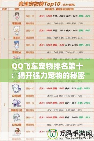 QQ飛車寵物排名第十：揭開強(qiáng)力寵物的秘密，成就極速王者