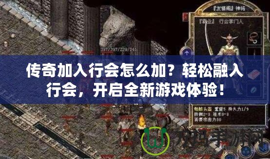 傳奇加入行會怎么加？輕松融入行會，開啟全新游戲體驗！