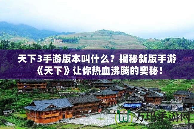 天下3手游版本叫什么？揭秘新版手游《天下》讓你熱血沸騰的奧秘！