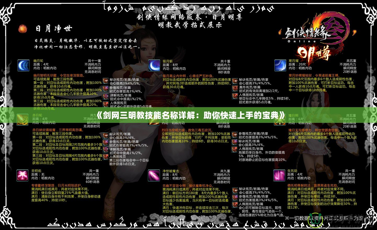 《劍網三明教技能名稱詳解：助你快速上手的寶典》