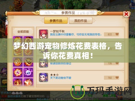 夢(mèng)幻西游寵物修煉花費(fèi)表格，告訴你花費(fèi)真相！