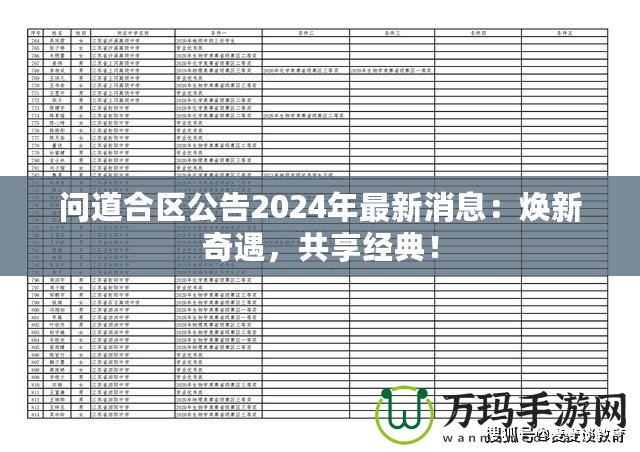 問道合區公告2024年最新消息：煥新奇遇，共享經典！