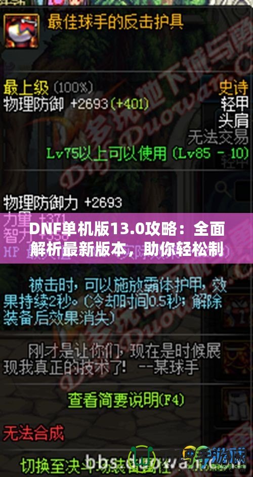 DNF單機版13.0攻略：全面解析最新版本，助你輕松制霸地下城！
