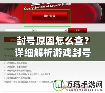封號原因怎么查？詳細解析游戲封號背后的秘密