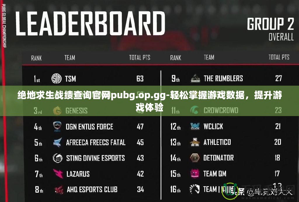 絕地求生戰績查詢官網pubg.op.gg-輕松掌握游戲數據，提升游戲體驗
