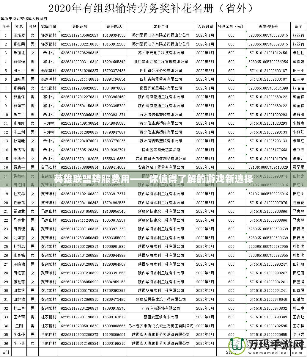 英雄聯盟轉服費用——你值得了解的游戲新選擇