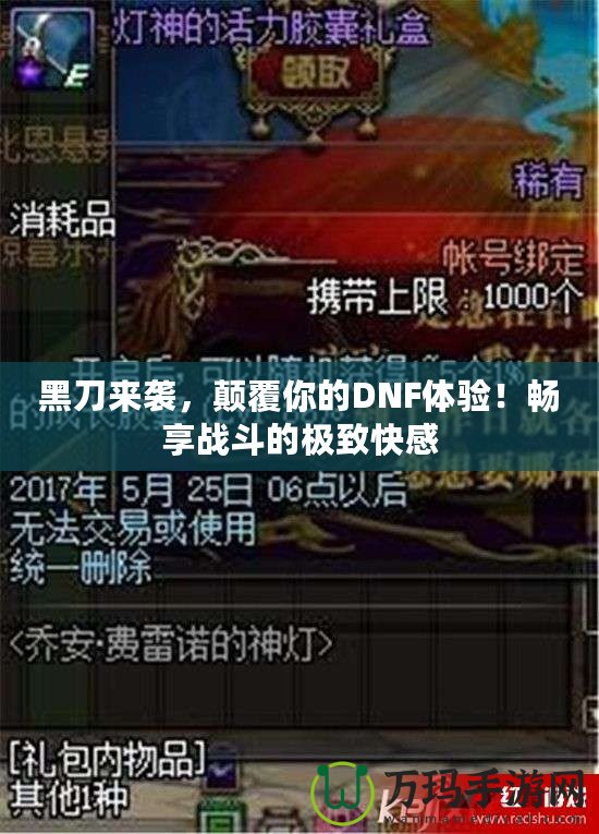 黑刀來襲，顛覆你的DNF體驗！暢享戰斗的極致快感