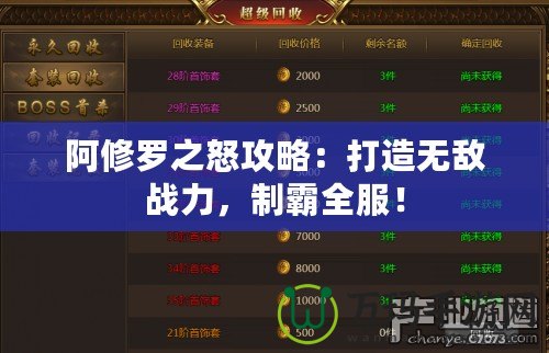 阿修羅之怒攻略：打造無敵戰(zhàn)力，制霸全服！