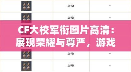 CF大校軍銜圖片高清：展現榮耀與尊嚴，游戲與現實的完美融合