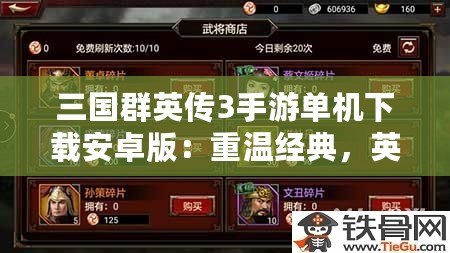 三國(guó)群英傳3手游單機(jī)下載安卓版：重溫經(jīng)典，英雄再起