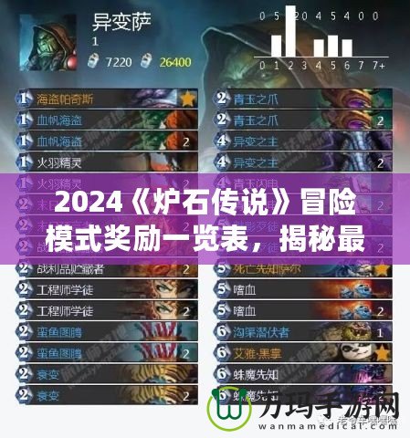 2024《爐石傳說(shuō)》冒險(xiǎn)模式獎(jiǎng)勵(lì)一覽表，揭秘最全福利！